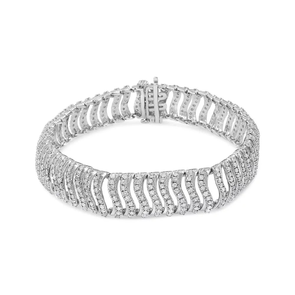 .925 Size Silver (I-J "S" Clarity) wristband 7.25 Round-Cut Sterling Link - Color, Diamond Cttw I3 5.00