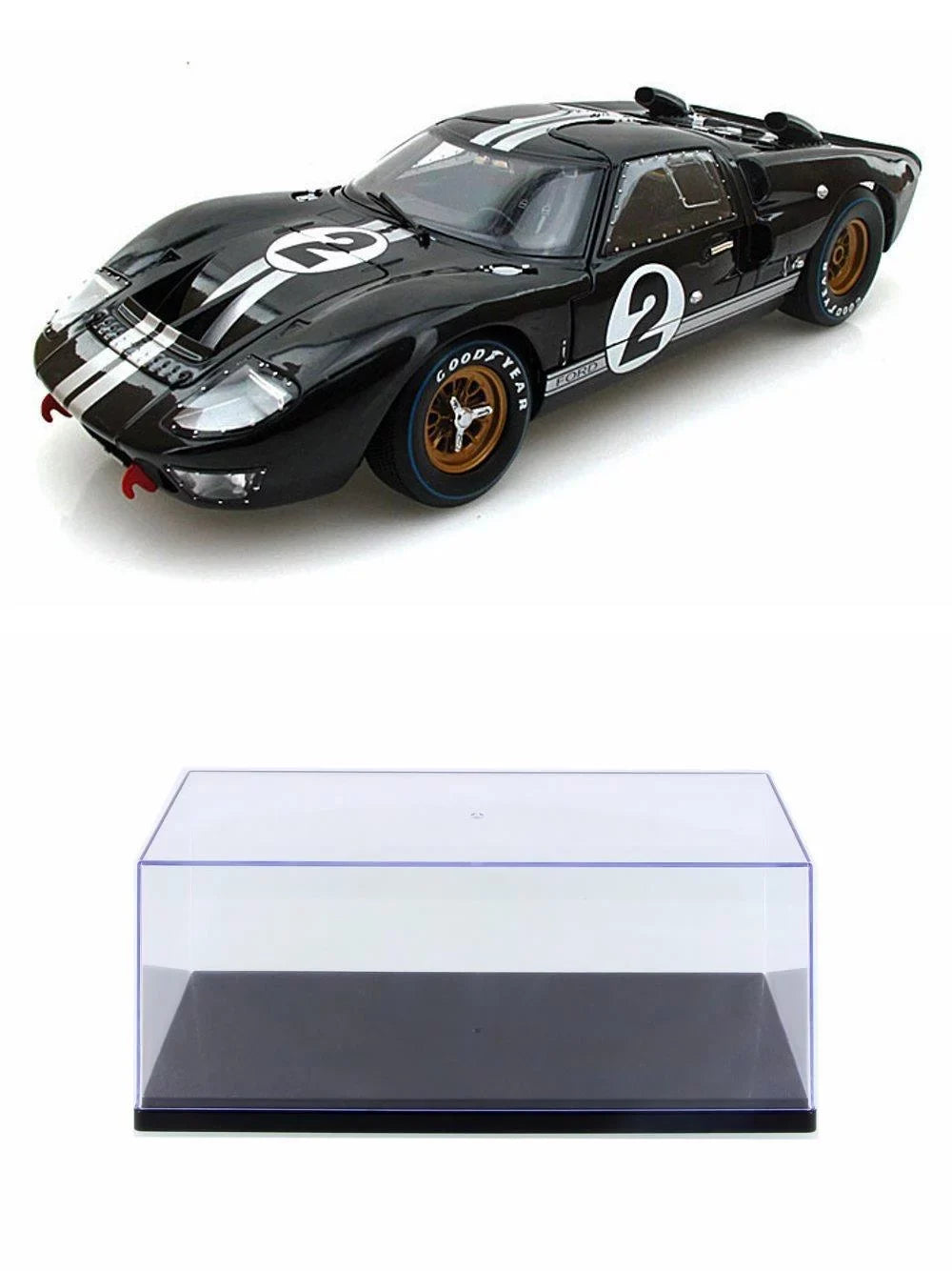 Case MK Car Scale Car Shelby Silver Diecast Stripes w/ 1/18 - Diecast - Toy GT-40 Model w/Display #2, - II Black 1966 SC408