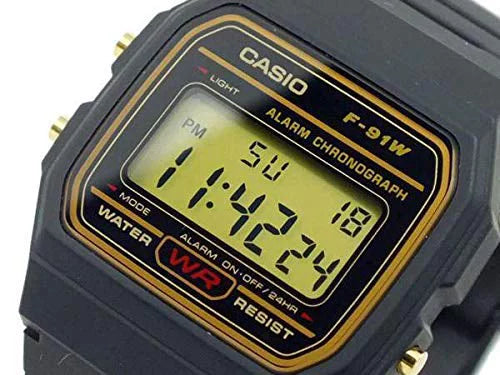 Gold/Black Digital F-91W-1HDG Watch Mens Casio