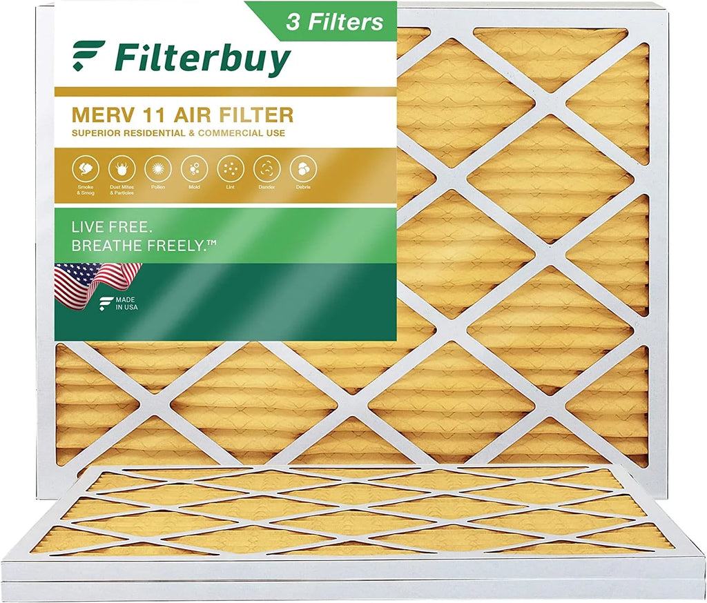 11 MERV 16x21x1 Furnace Filters AC Pleated Filterbuy Air (3-Pack) HVAC