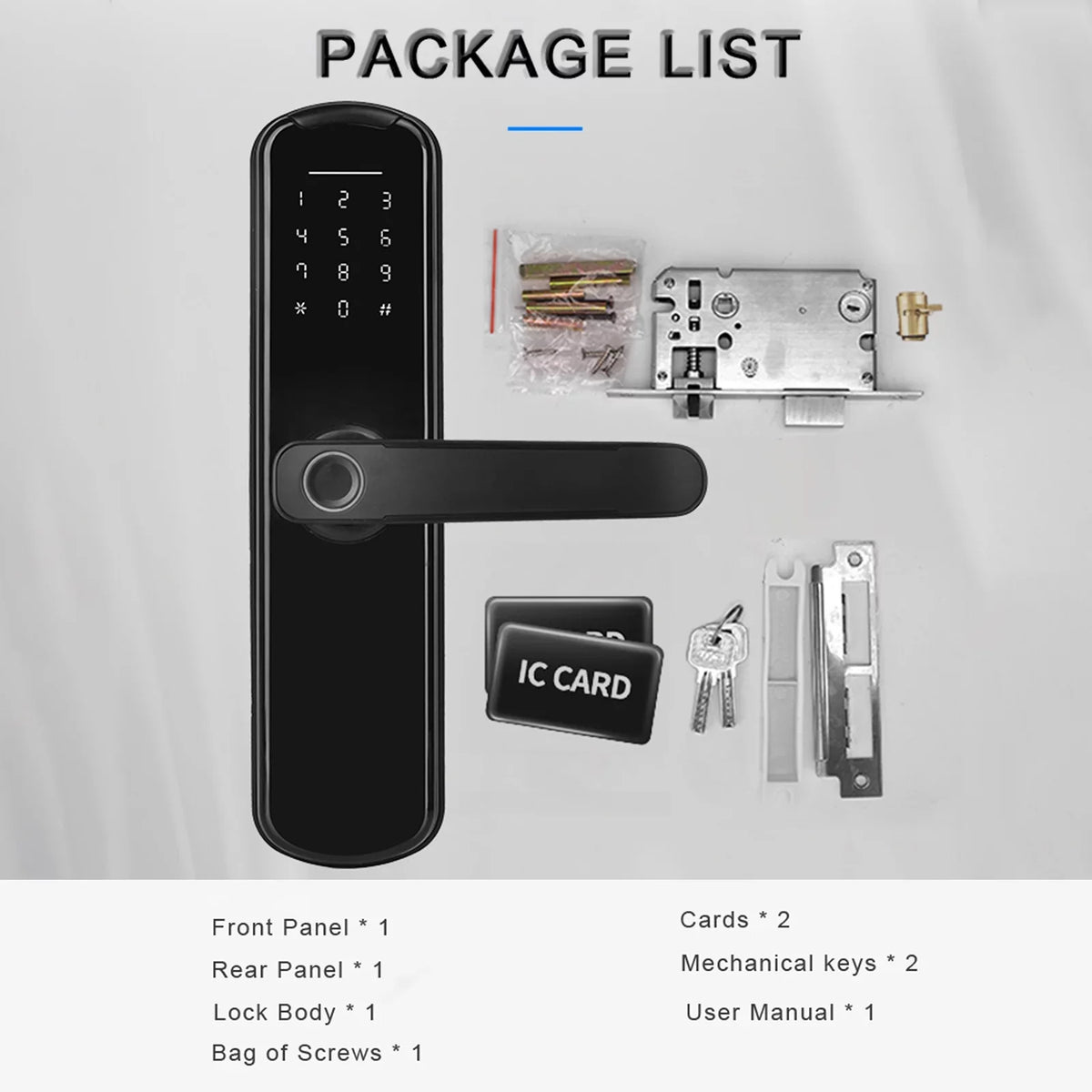 Door Touchscreen & Lock Keypad for Fingerprint Smart Secure WAFU Mechanical Key Office