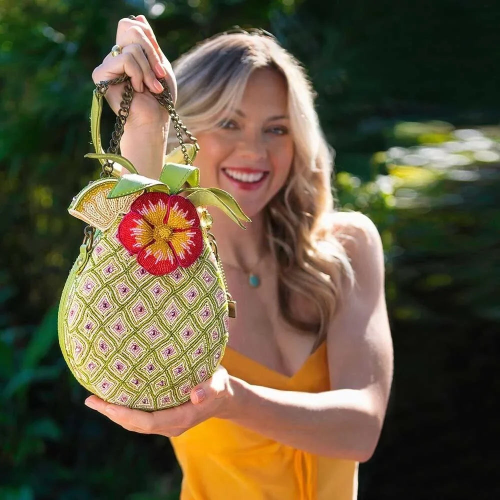Novelty Bag Frances Pineapple Multi Mary Beaded Island Crossbody Handbag New