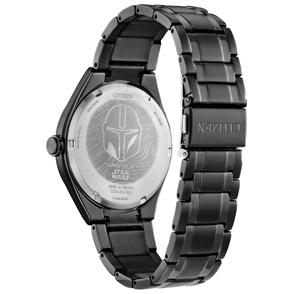 AW2045-57W Eco-Drive Star Wars Men's Mandalorian Steel IP Watch Citizen Stainless Black