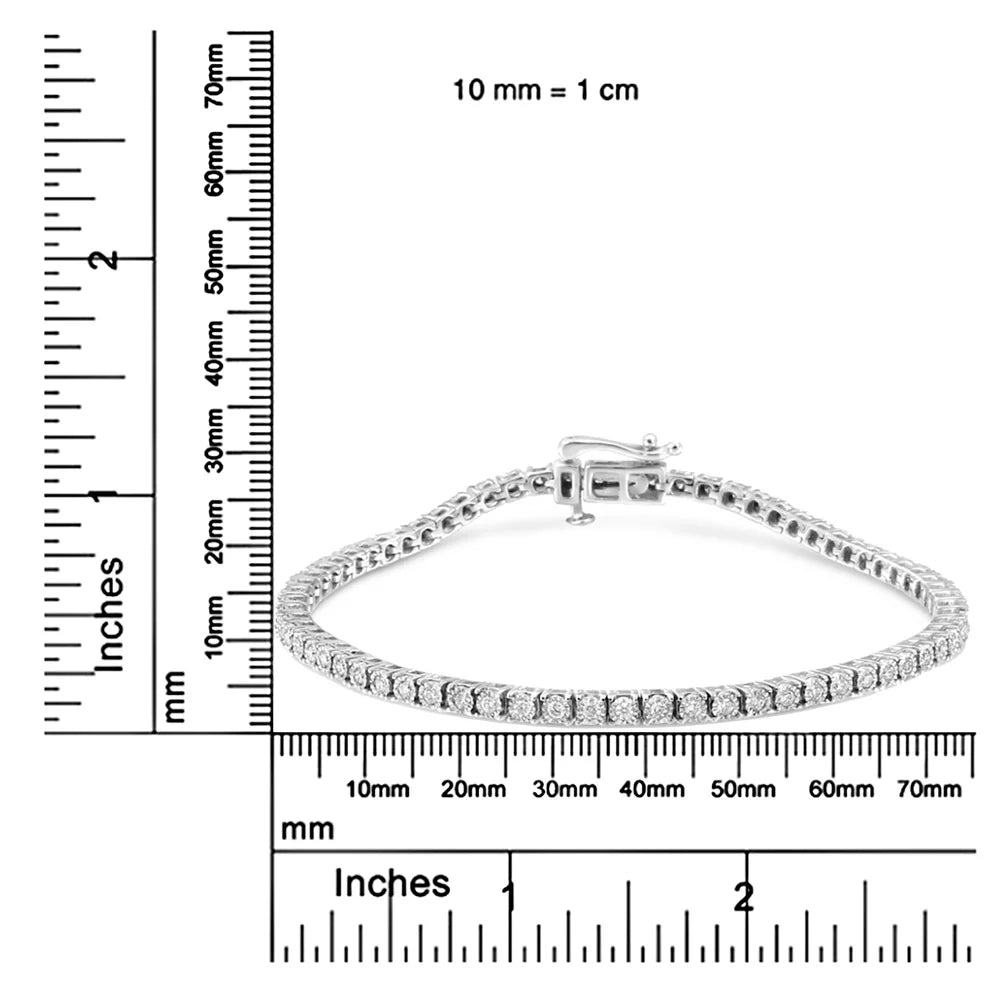 Gold wristband Round-Cut White 7" VS2-SI1 Cttw Miracle Illusion Set Lab 1.0 Size Grown (F-G Color, Clarity) 14K Diamond Tennis
