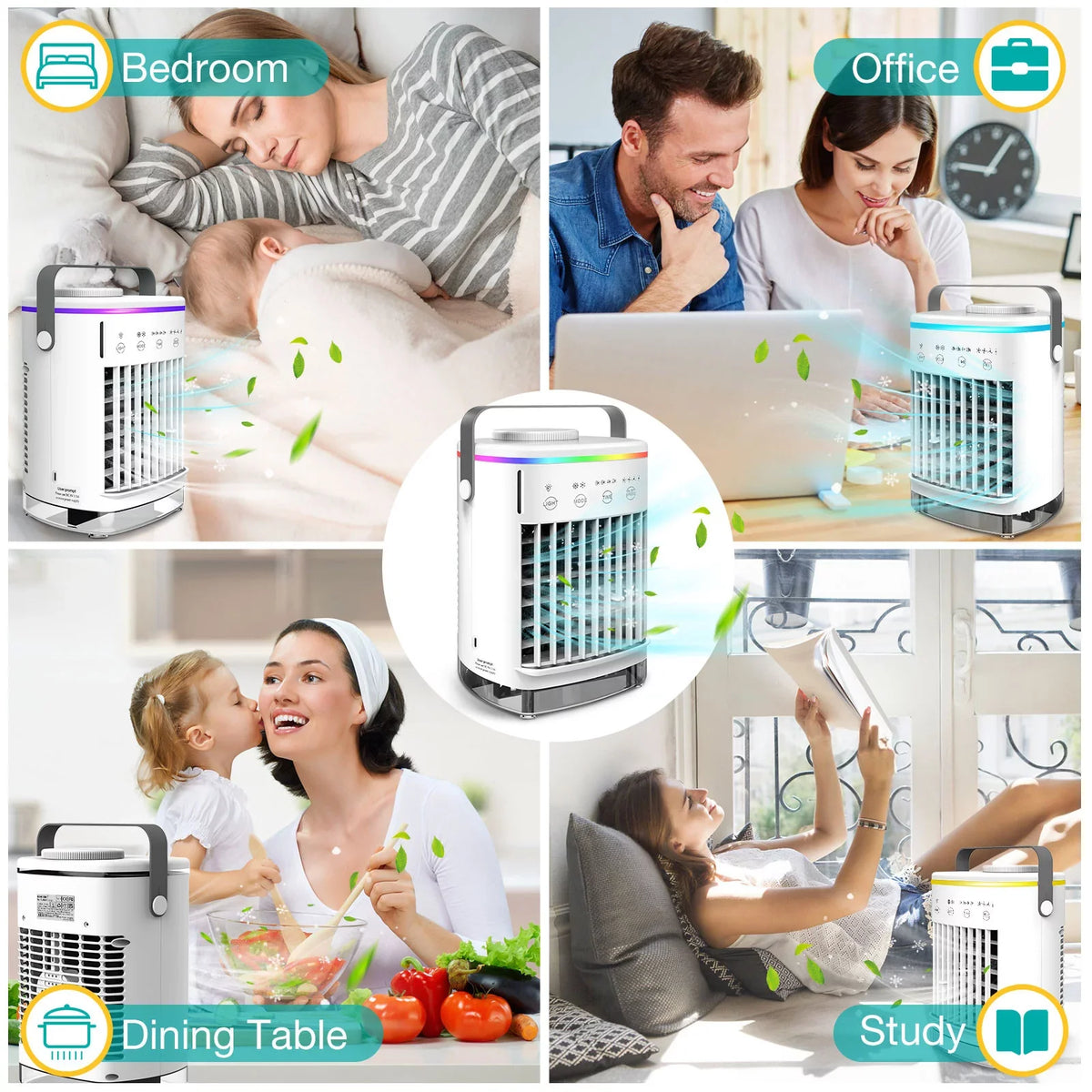 Desktop Air & Personal 7 Camping Cooler with Conditioner Fan Air Timer Air for Conditioners 2-8H Portable Fan Night Mini Home Light Desk 4-Speed Office Hiroke Spray