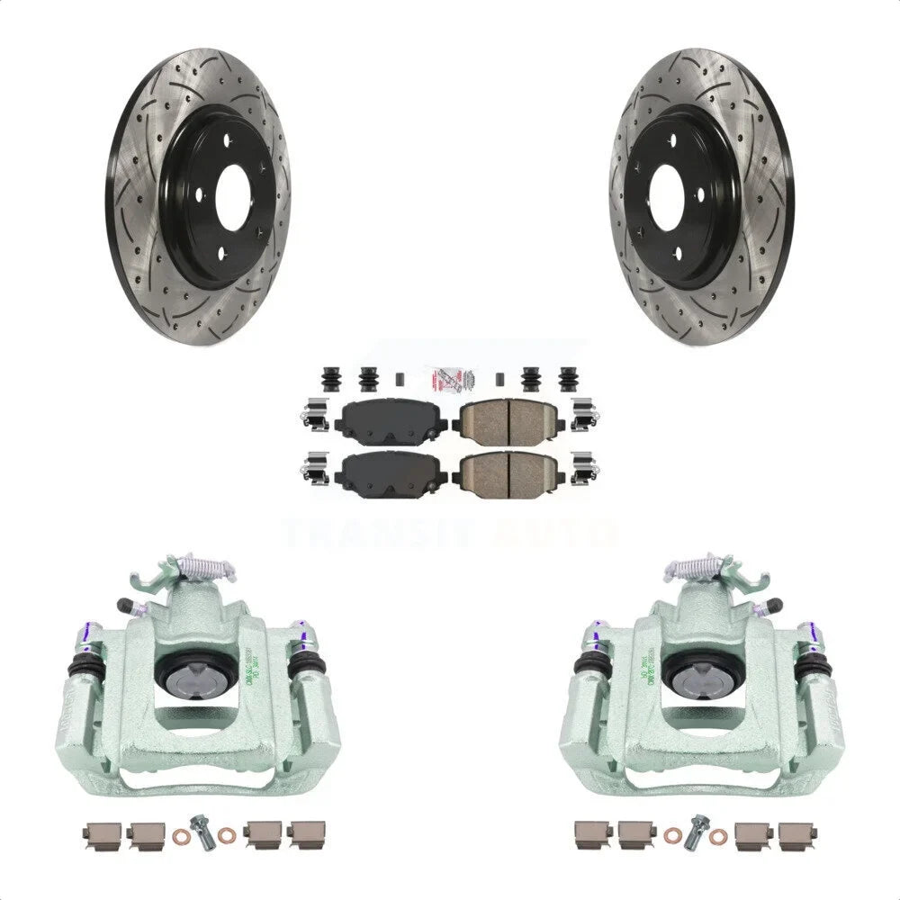 Front Brake Kit 2012 C/V Ram Pads KCD-101645N Dual Piston Drilled Caliper And Coated Ceramic Auto Slotted Rotors Disc For Rear Transit With