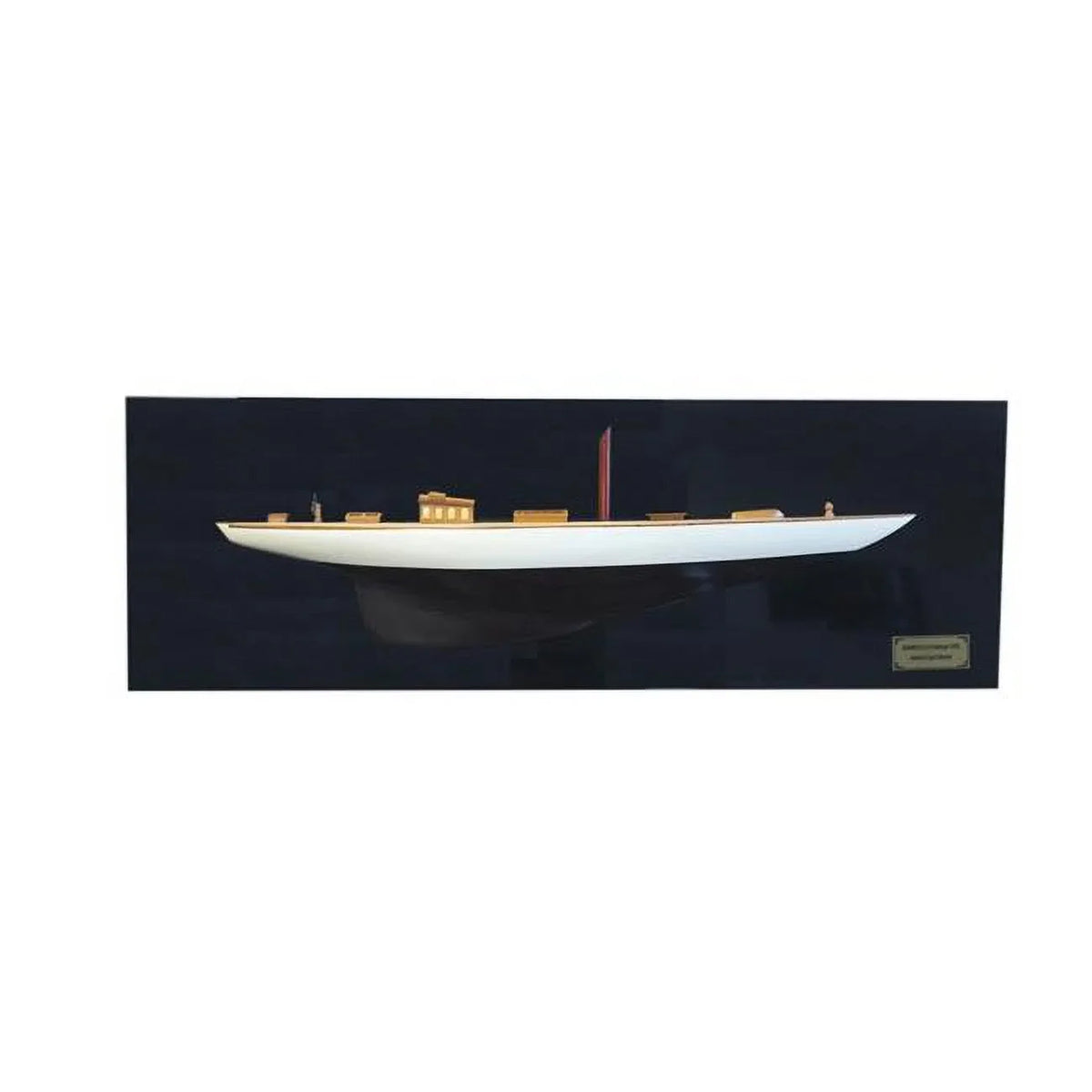 White 401899 in. HomeRoots Decorative Painted Half-Hull Boat Boat, Hand Yacht Shamrock V Black 12 &