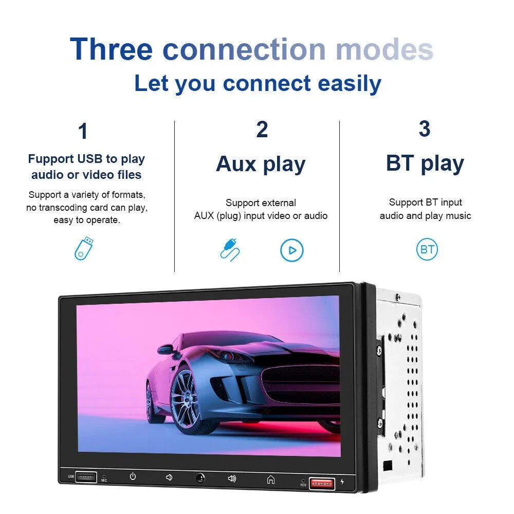 Car Stereo Mirror Link Radio, Carplay Screen, 7" & MP5 FM Camera Play KingFurt HD with Auto Android