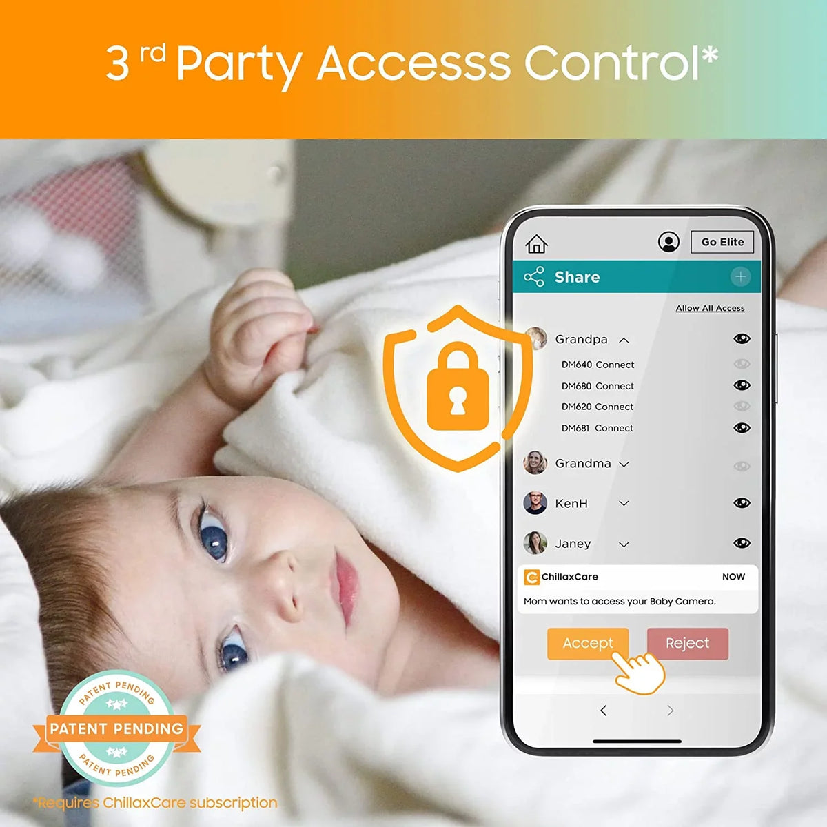 CHILLAX Baby Vision Monitor HogoR Full Night by WiFi Giraffe Pro Camera 2-Way Audio Smart HD
