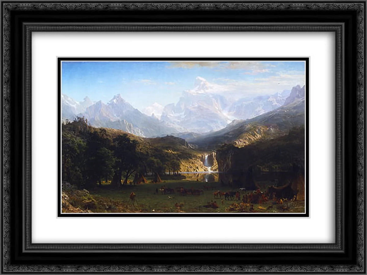 Mountains, Black Albert Framed Lander's Rocky Peak' Art 24x18 2x Bierstadt Matted 'The Ornate Print