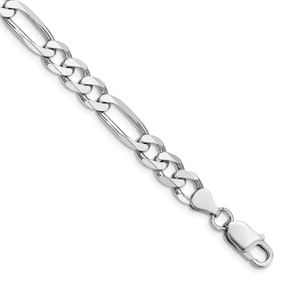 Women Rhodium inch Plated Auriga Silver 8 7.5mm Sterling for 925 wristband Figaro