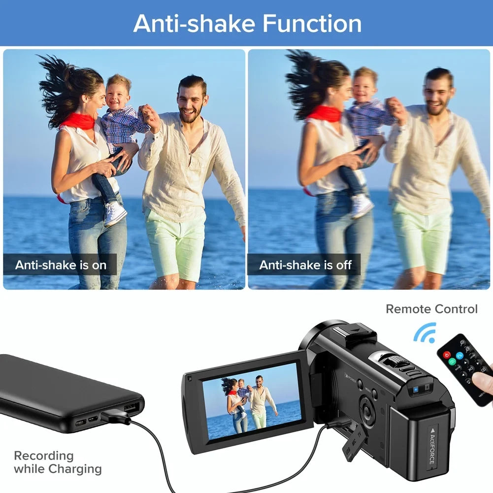 Recorder 16X Rotatable Digital Camera Degrees Digital YouTube Microphone,Remote Camera Zoom Video Batteries 1080P FHD 3" Vlogging 30FPS Camera LCD 24MP 270 Control,2 with Camcorder Screen