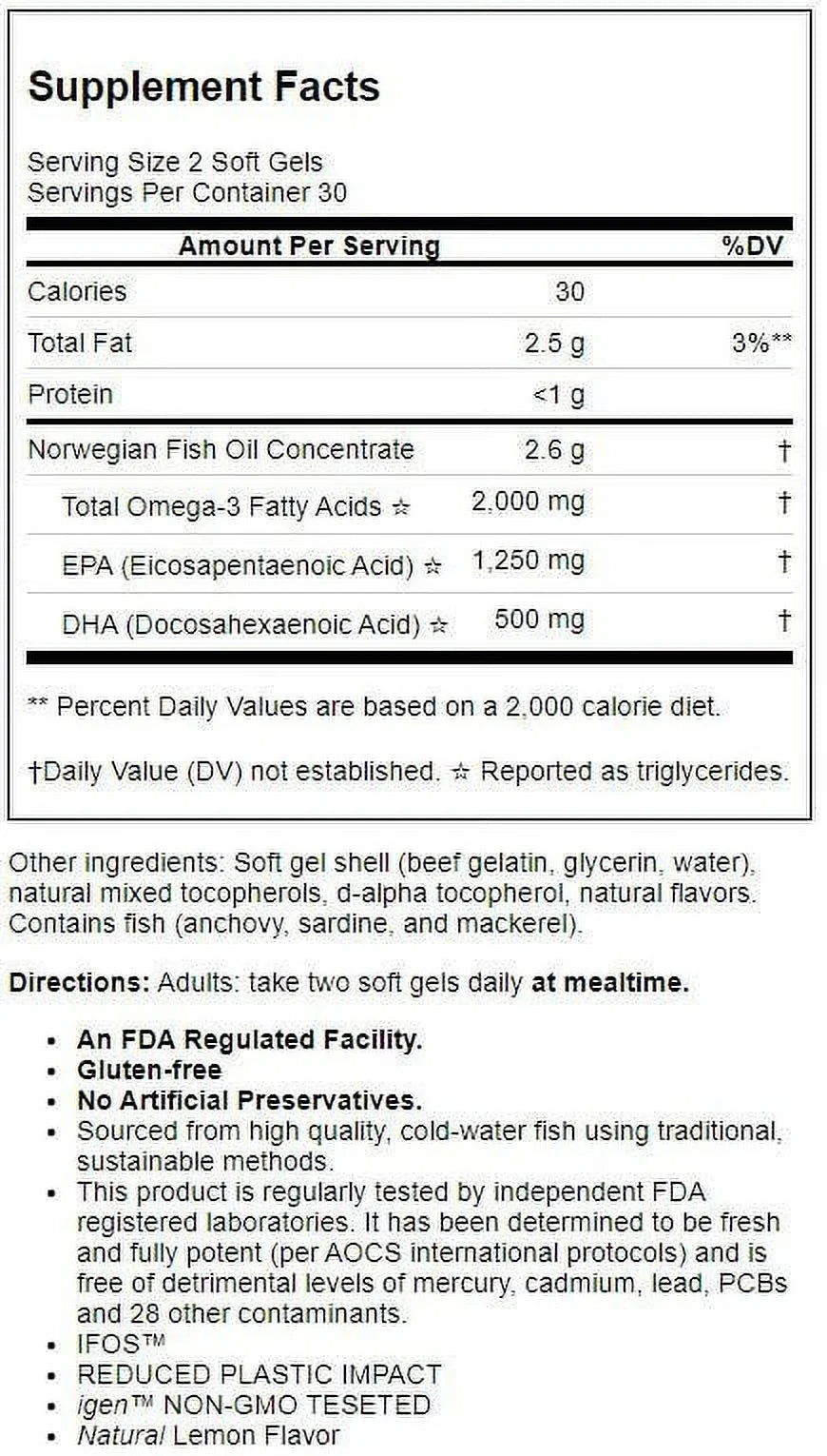 mg Maximum Omega Carlson Omega-3s, Each 60 2,000