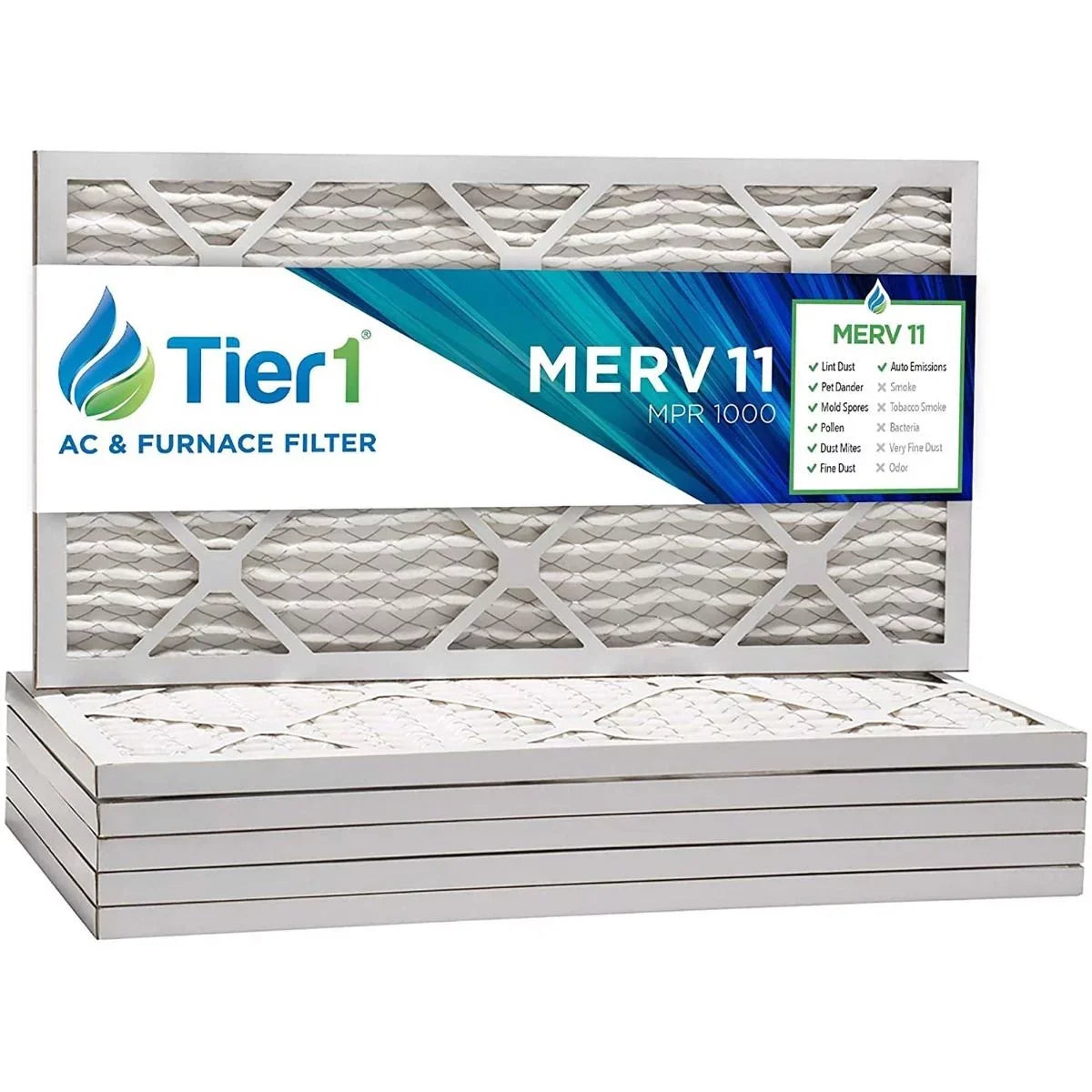 11 Pack Merv 6 Pleated Filter Air/ Furnace 16x25x1 Tier1 -