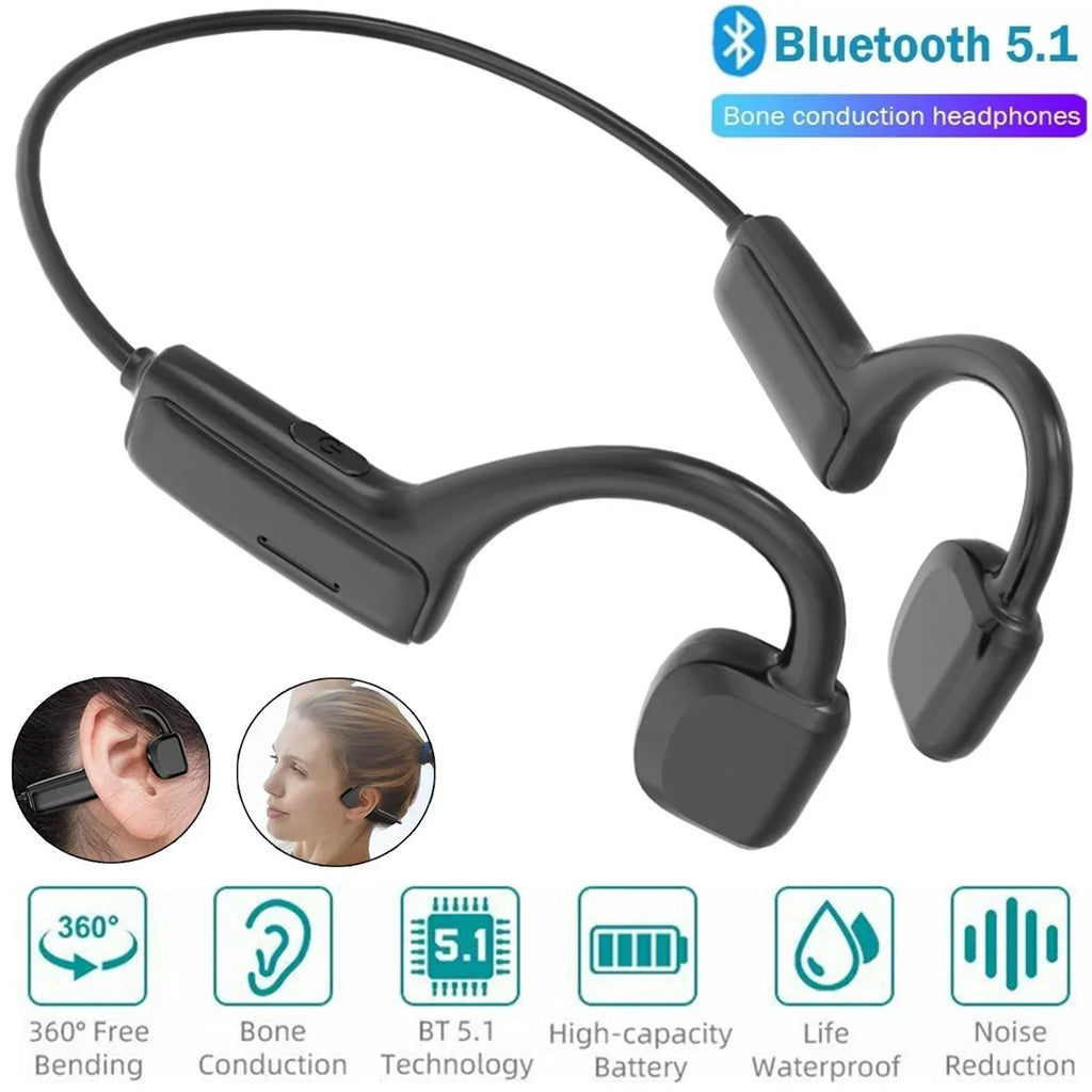 Earbuds Outdoor Bone Wireless Headphones Headset Sport Bluetooth 5.1 Conduction