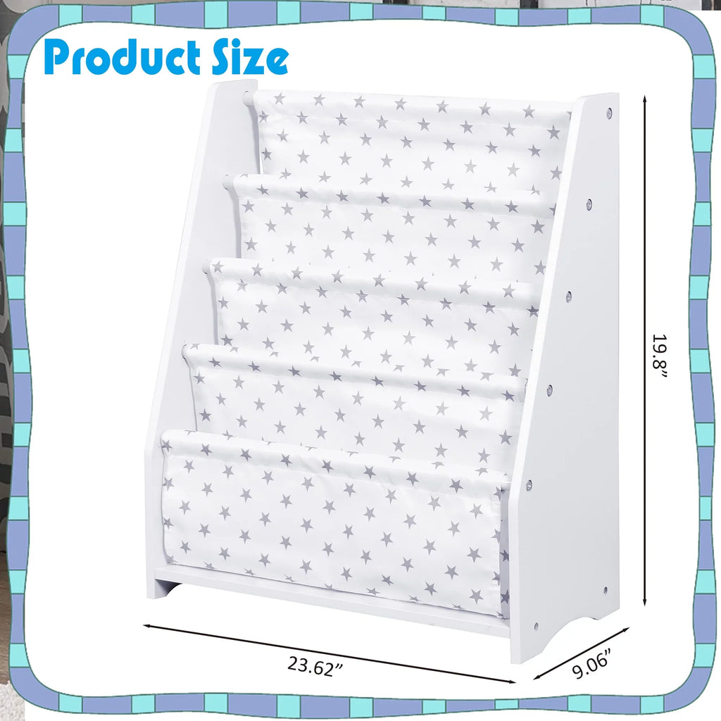 Bookshelf, Classroom iRerts Wood Bookshelf Kids Book White Toddler Bookcase for and Tier 4 Organizer Storage