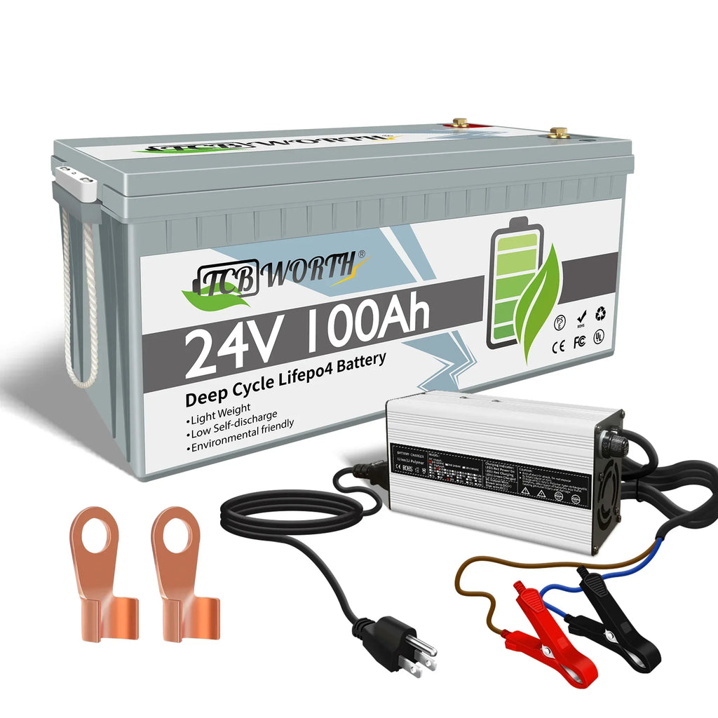 Solar, 10-Year with 4000+ 29.2V 24V BMS, Motor, A Boat. 100Ah Grade battery Battery Cycle for Lithium Batteries Cells, Marine, Charger LiFePO4 100A Lifetime, 8A Rechargeable, Deep included Trolling
