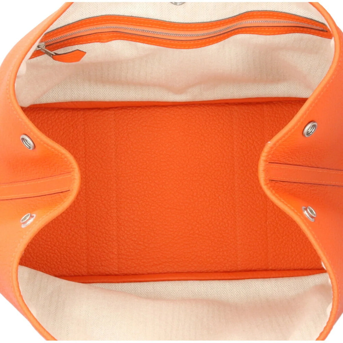 PM Hermes Bag Ladies HERMES Leather Garden Tote (Good) Orange Pre-Owned