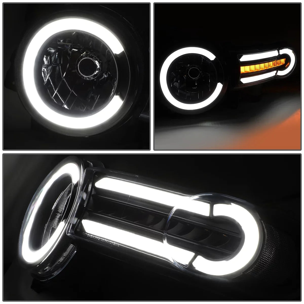Motoring to Lamps 2014 10 For 08 Pair Headlight 2007 FJ Front 13 Turn DNA HL-LB-FJC07-BK-CL1 Cruiser 09 Corner Black/Clear DRL+Sequential Signal Bumper 11 12 LED