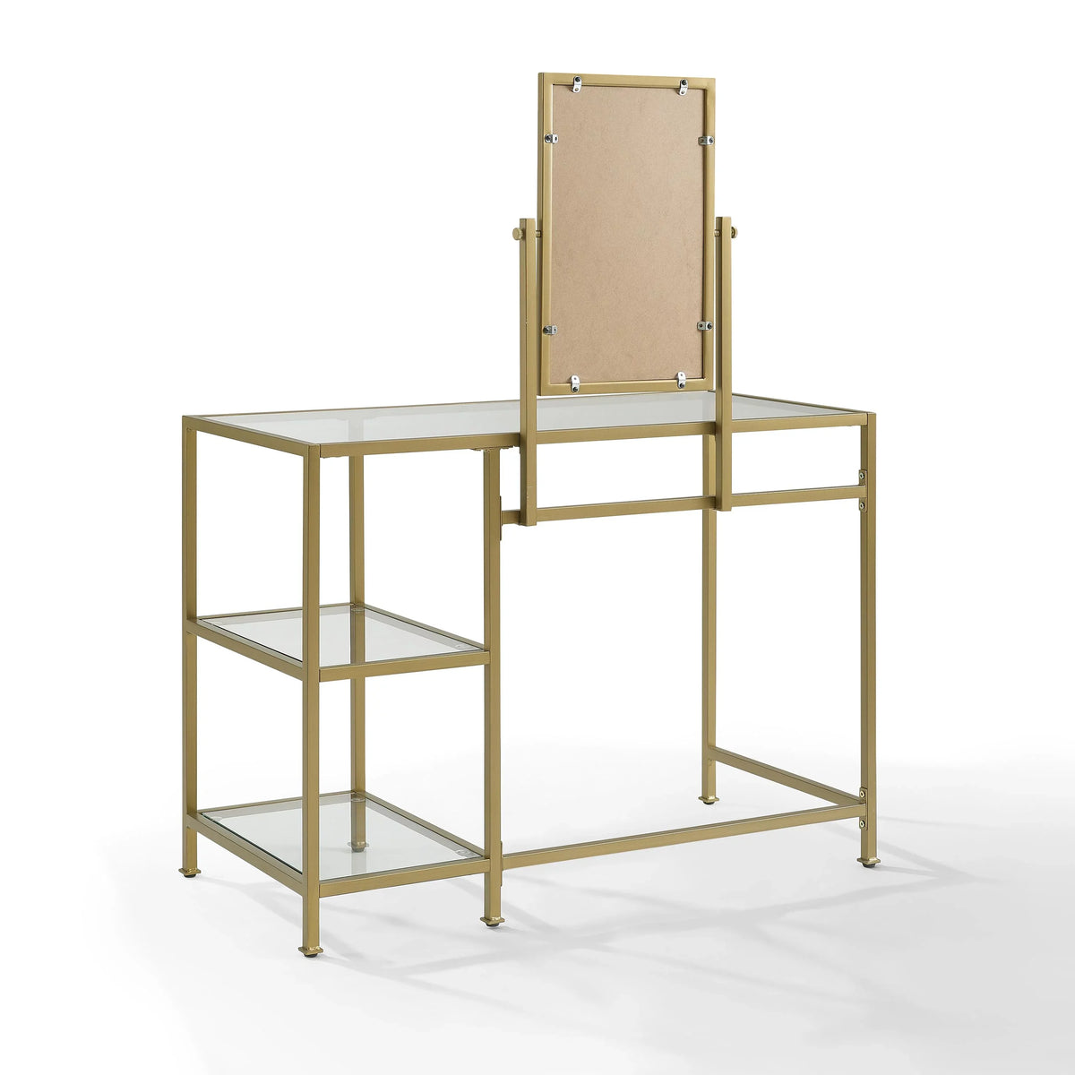 Furniture Vanity Crosley Soft 2-Piece Tempered Glass Desk/Mirror Aimee Gold in