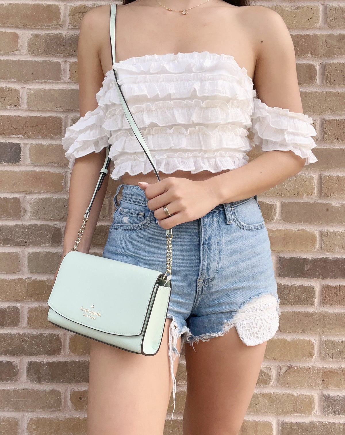 New Flap Blue Spade Kate Crystal Staci York Small Crossbody