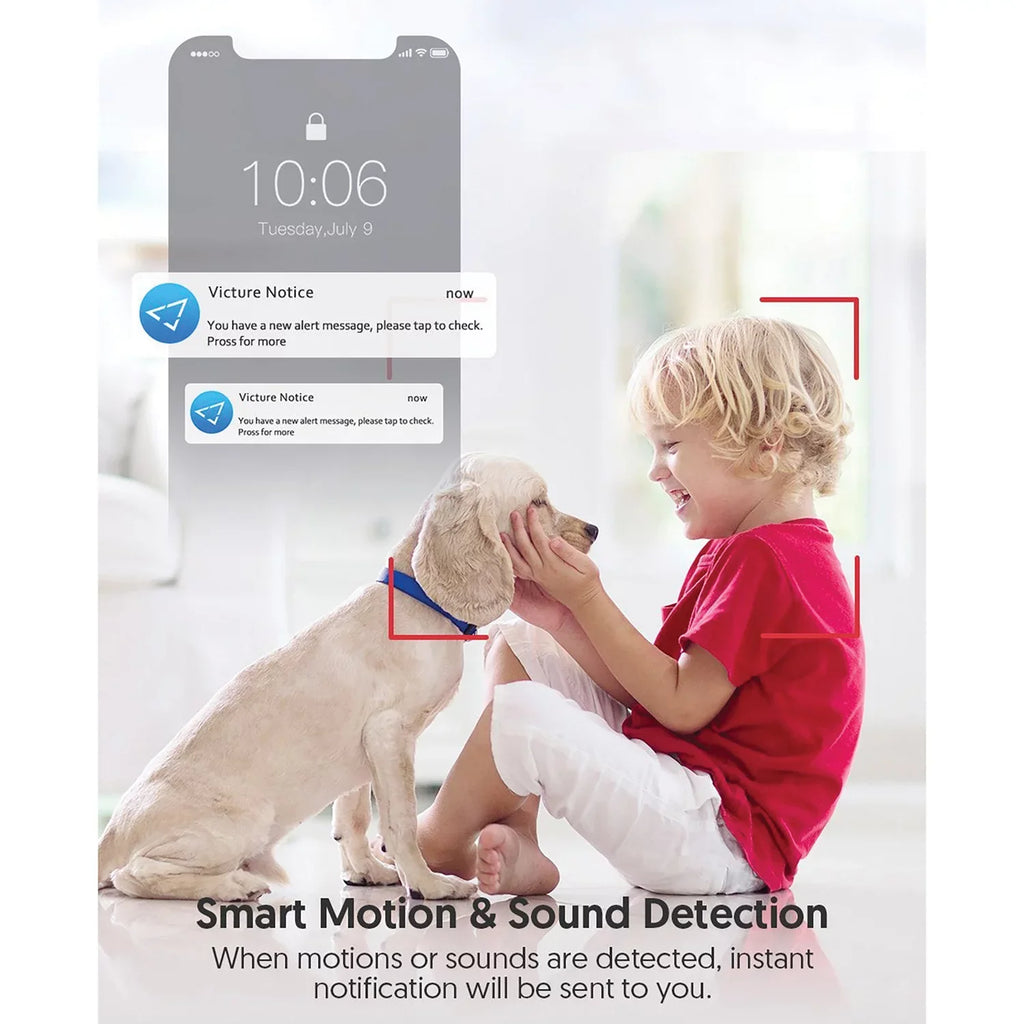 2 Vision, Night Security Indoor Enabled, Pack Smart 1080P White, Home with Wi-Fi Color Victure Camera