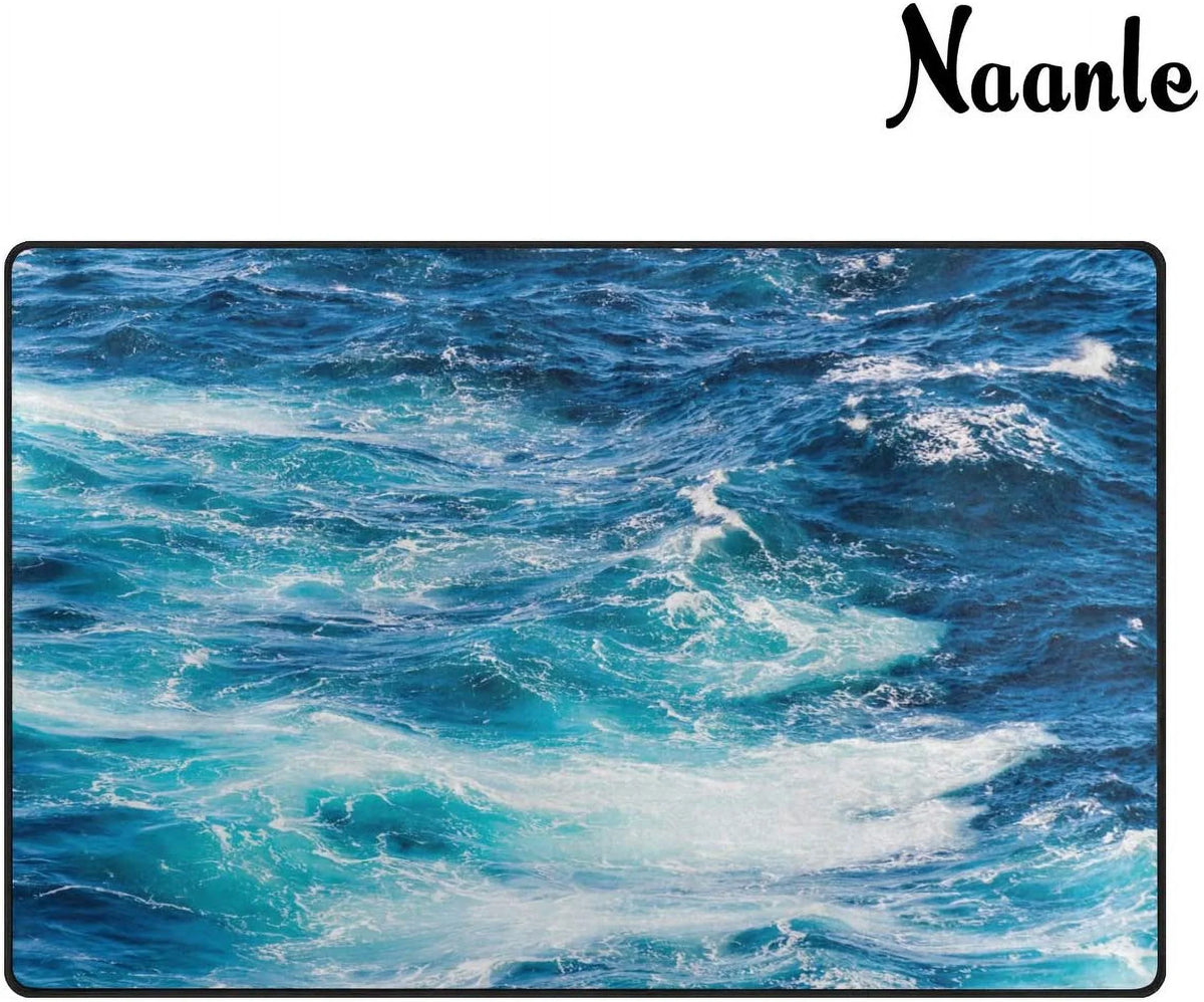 Ocean Living 5'(48 cm), Area Yoga Rug Slip x Room Sea Inches Mat Carpet Nursery Wave Bedroom 120 4' / Rug 63 Sea Ocean Non Wellsay Wave Kitchen, Dinning 160 x x for Floor