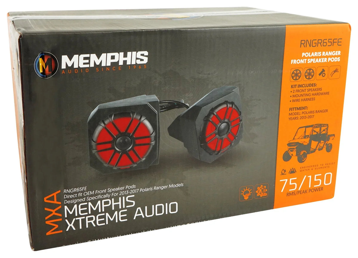 Polaris 2013-17 Tower Pods+LED Ranger For RNGR65FE 2) Memphis Speakers+Amp XP900