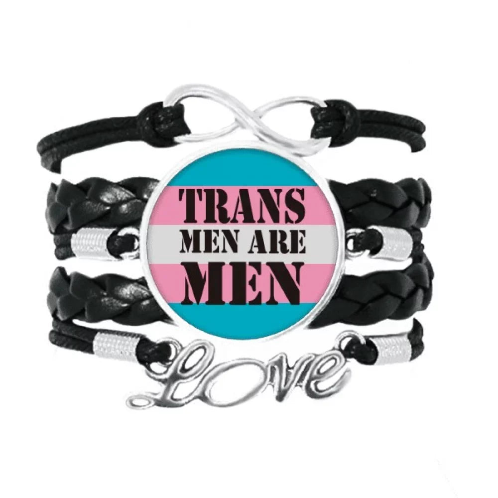 Accessory Leather Transgender LGBT Support Wristband Twisted Love Rope Trans wristband Knitting Man