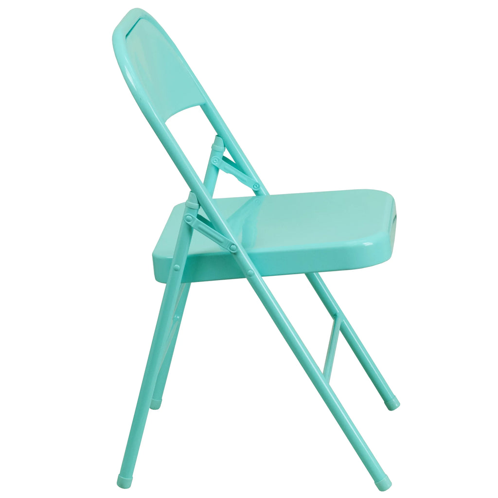 Teal Series Flash Furniture Metal Tantalizing & Hinged Triple Double Chair Folding Braced HERCULES COLORBURST