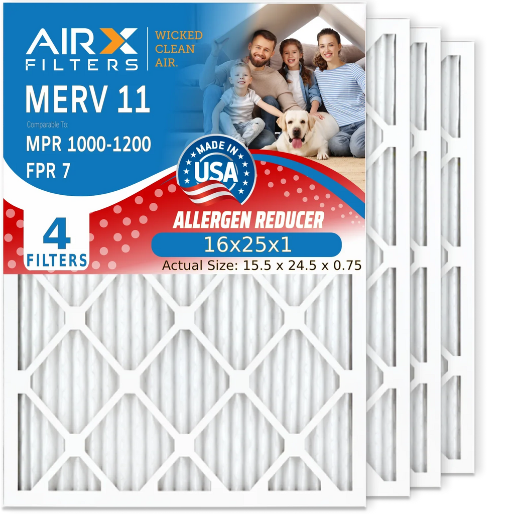 Premium AIR. Furnace 1000, Made FPR Electrostatic HVAC Pack 11 MPR Conditioner 4 Filter Comparable to Pleated WICKED MERV & Filter FILTERS 16x25x1 Air 7 USA MPR 1200 by Filters AIRX CLEAN Air 16x25x1
