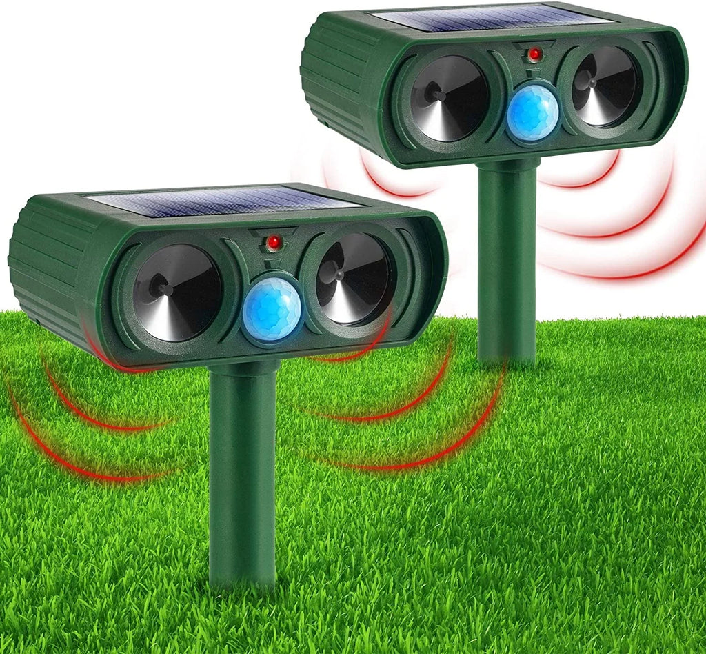 Outdoor Cat Pack Deer to Lights Repellent PIR Animal Fox Repeller Mouse Deterrent Repeller with Sensor Flashing Solar 2 Away Raccoon Dog Animal & Waterproof Keep Pest Ultrasonic Animal