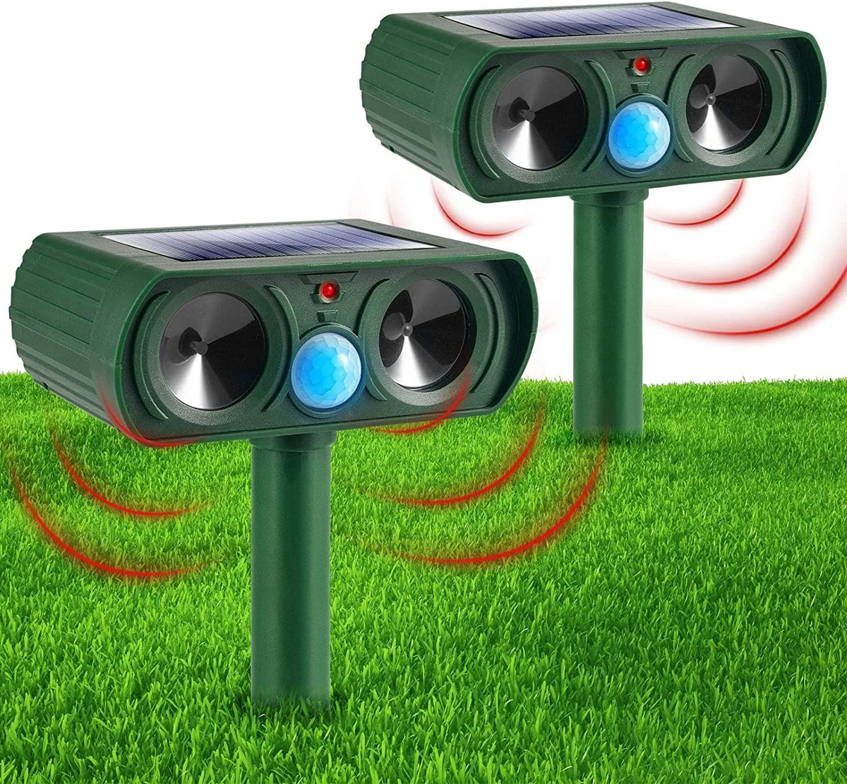 Outdoor Cat Pack Deer to Lights Repellent PIR Animal Fox Repeller Mouse Deterrent Repeller with Sensor Flashing Solar 2 Away Raccoon Dog Animal & Waterproof Keep Pest Ultrasonic Animal