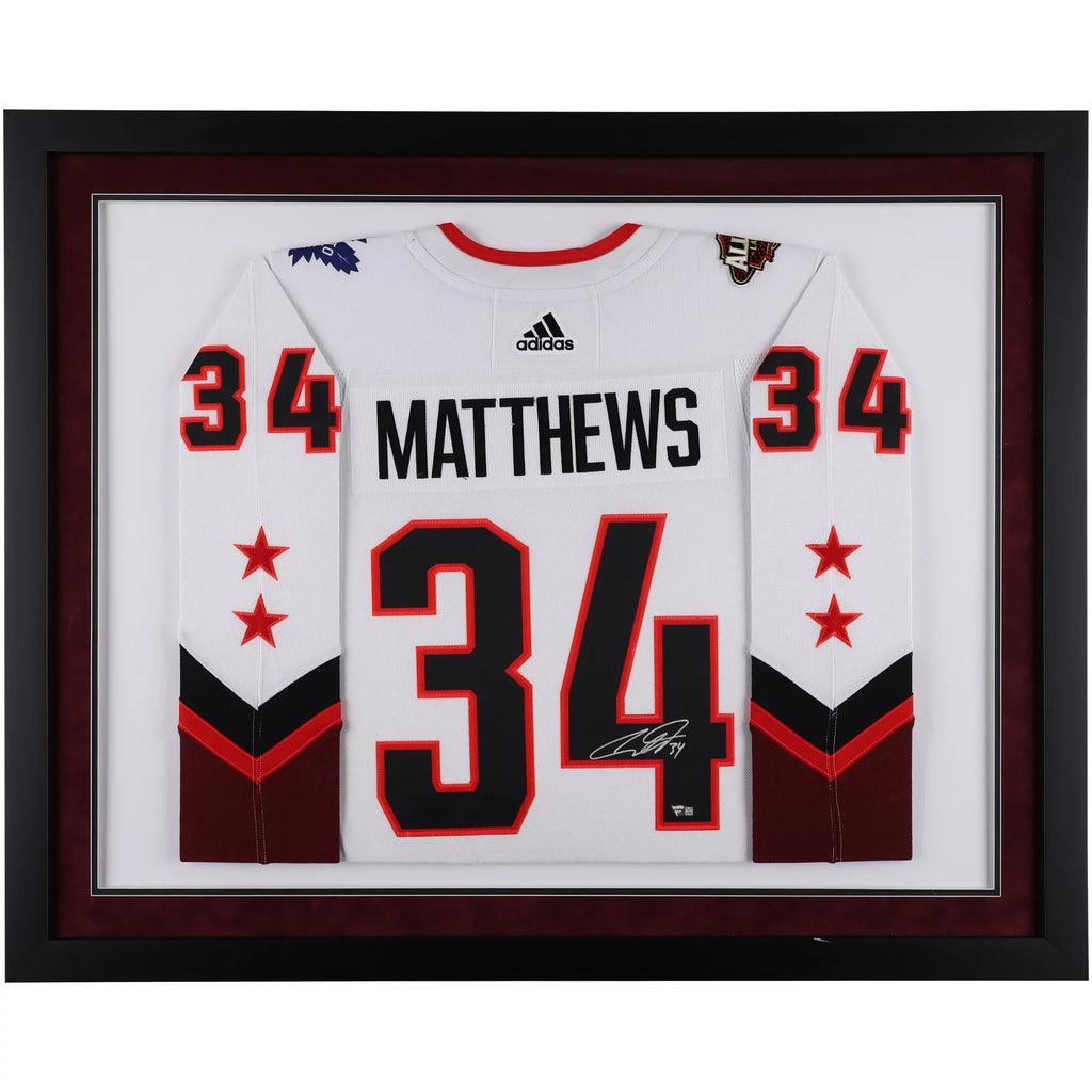 Framed Jersey Maple NHL Matthews Toronto Auston Autographed All-Star Leafs White Game Authentic Deluxe 2022