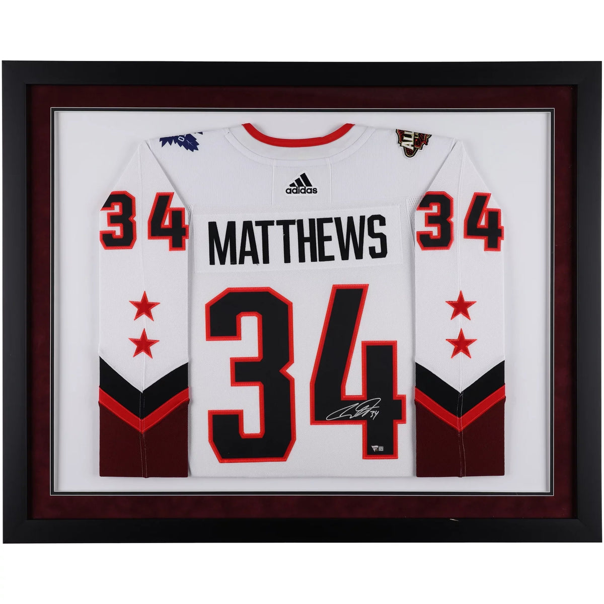 Framed Jersey Maple NHL Matthews Toronto Auston Autographed All-Star Leafs White Game Authentic Deluxe 2022