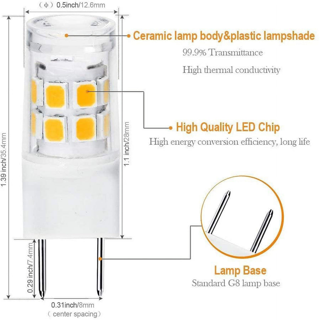 Type for 120V Replacement Halogen JCD Base Xenon G8 Base Warm Warm ETHT Lighting.Pack 20W - 10PCS) White Under 2.5 Bulb Watts White G8 Counter LED Kitchen LED ETHT 10(G8 of Light Bi-pin 3000K Bulb
