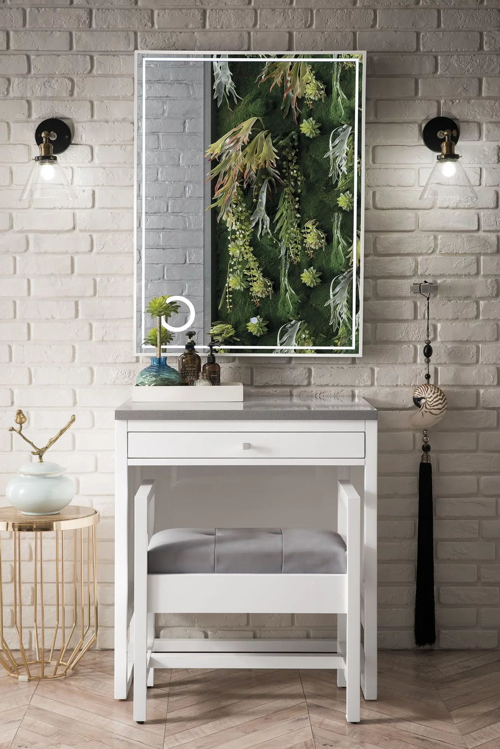 Athens with Glossy Furniture Top, Countertop 30 Martin 3 Quartz CM Expo Grey White Unit James in.