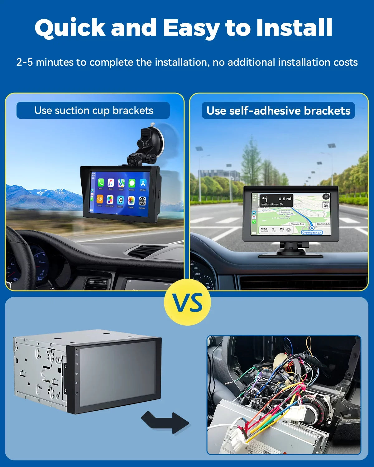 Auto,Bluetooth,FM, Touchscreen Car Camera,HD GPS Video,Car Navigation Reverse Stereo Wireless Portable Car LAMTTO Inch Audio Carplay,1080P with Receivers Siri with 7 Portable Airplay,Android