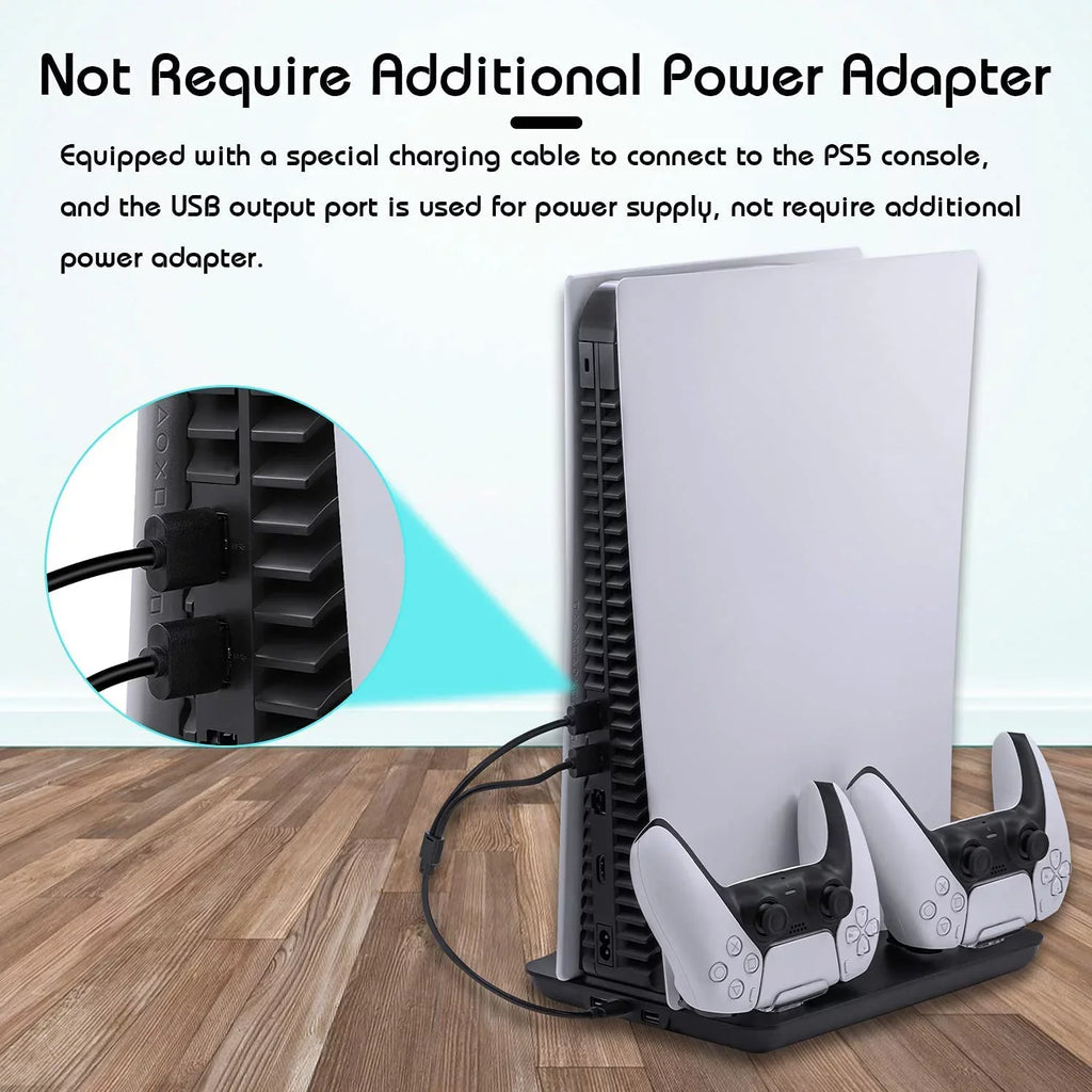 Extra Station Digital Controller Cooling and 5 Playstation and Ports USB and with Edition Dock for PS5 Cooler Station Console, UHD Dual for Fan Charger Charging