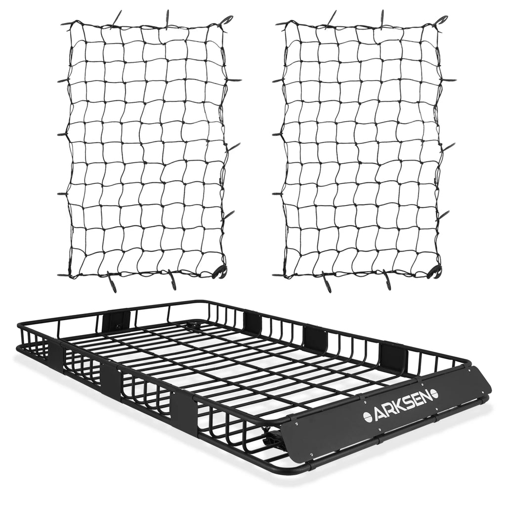 Camping, Black Universal Net Top Carrier SUV Rack Luggage Cargo Extension with Cargo Basket 84" Car 2 Holder ARKSEN Roof