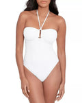Size White One-Piece Bandeau Crochet LAUREN 4 Ralph Womens Ring Lauren