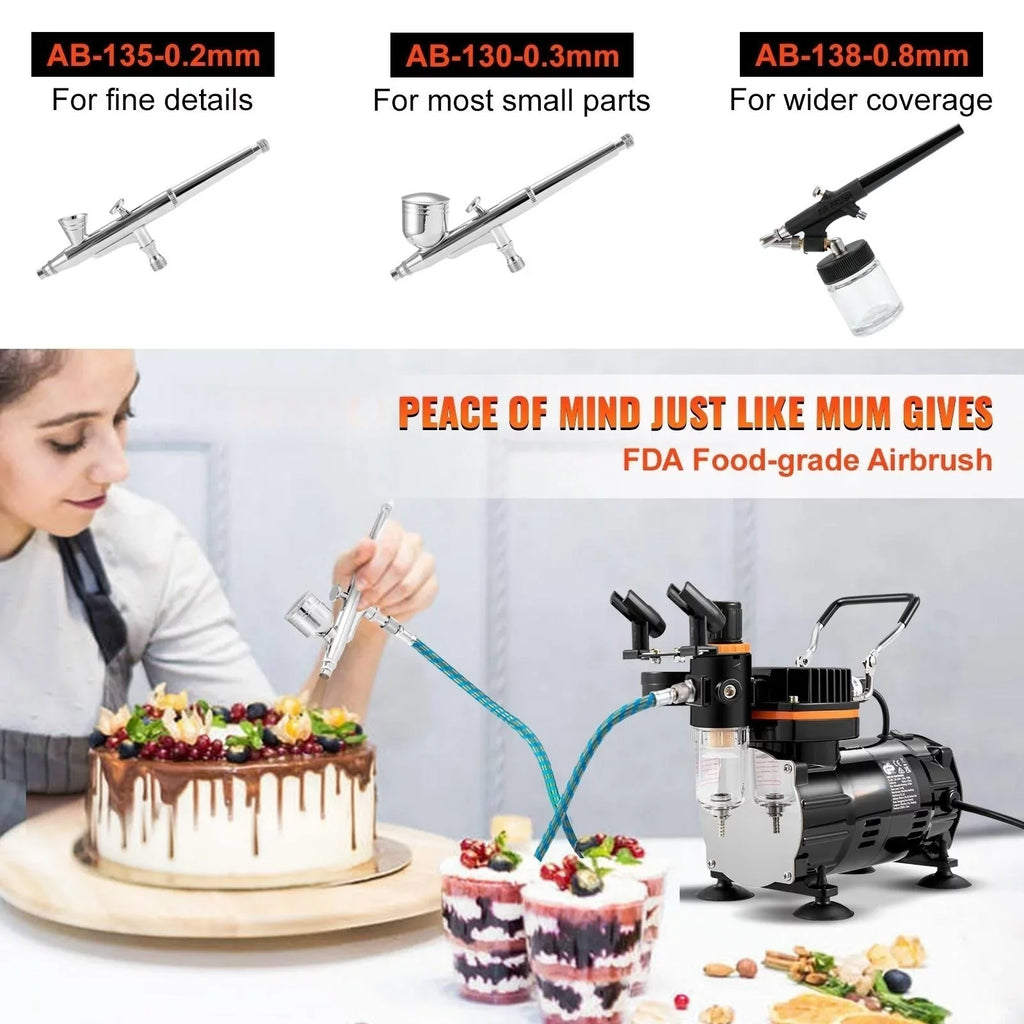 Kit System Nail with BENTISM Gravity Cookie Compressor, Art Airbrush Multi-purpose with Professional Feed Airbrushing Airbrush Tatto Dual-action Kit, Set Airbrushes,