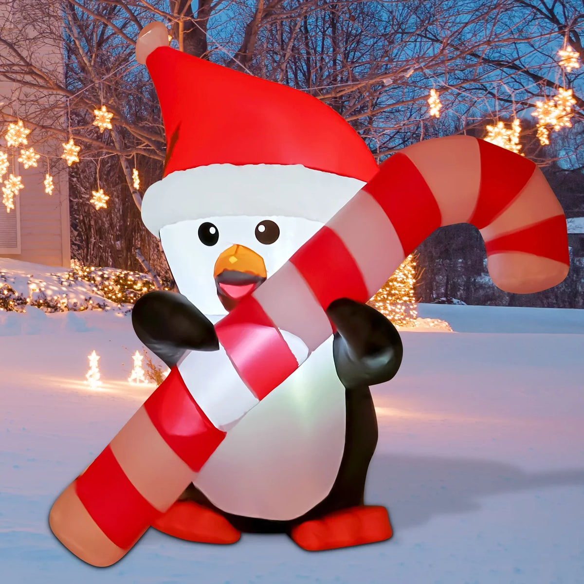 Outdoor Outdoor Indoor Decorations Christmas Penguin Decorations, Blow GOOSH Inflatables Lawn Inflatable for Candy Built-in LEDs 5ft Cane Christmas Up Garden Yard with