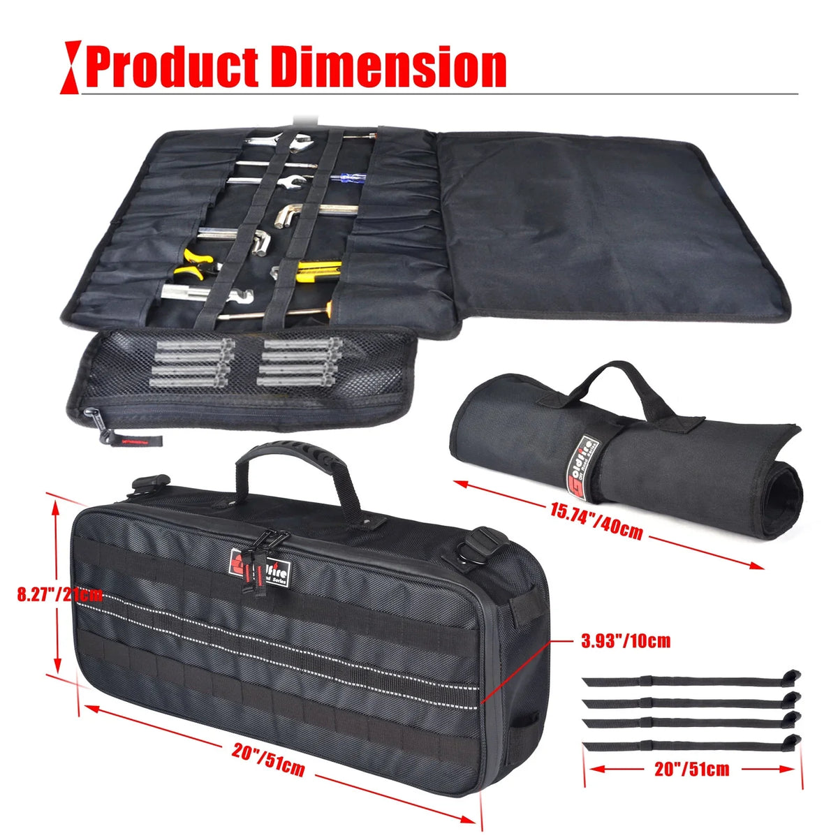 Wrench Tool Travel Roll Portable with Goldfire Universal UTV Tool Car Organizer Pouch Tool Bag Storage Storage for Kit Truck ATV