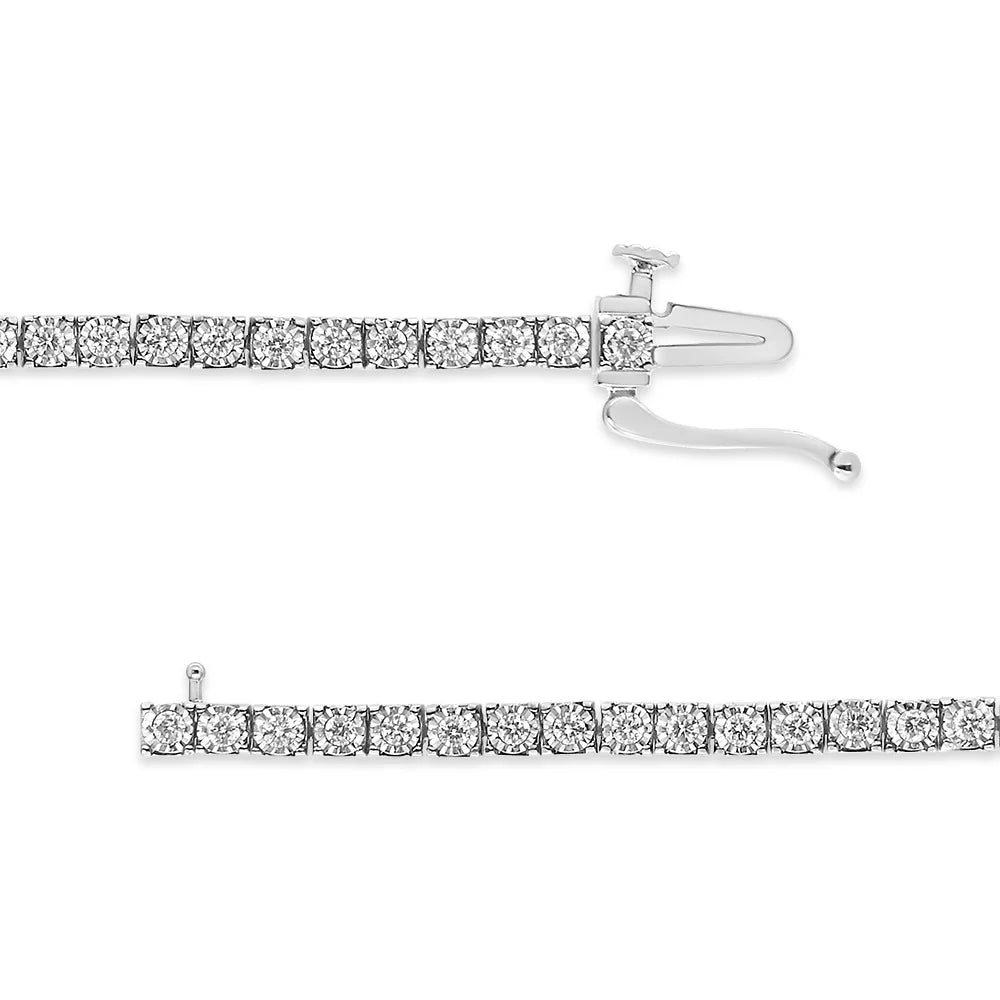 Gold wristband Round-Cut White 7" VS2-SI1 Cttw Miracle Illusion Set Lab 1.0 Size Grown (F-G Color, Clarity) 14K Diamond Tennis