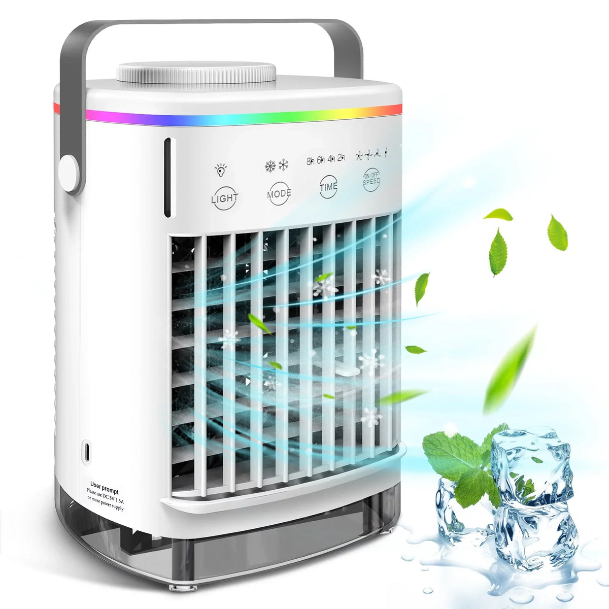 Desktop Air & Personal 7 Camping Cooler with Conditioner Fan Air Timer Air for Conditioners 2-8H Portable Fan Night Mini Home Light Desk 4-Speed Office Hiroke Spray