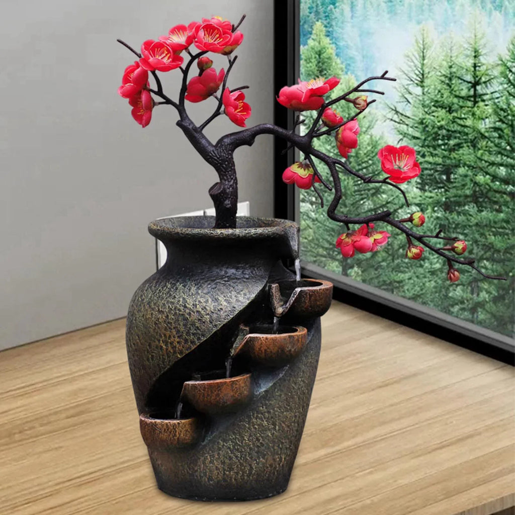 Fountains Gifts Living Soothing Relaxation VaseThree-dimensional Fountain for Vase Shui Creative Water Flower Feng Decor Craft Simulation room Office Waterfall Tabletop Garden Desk