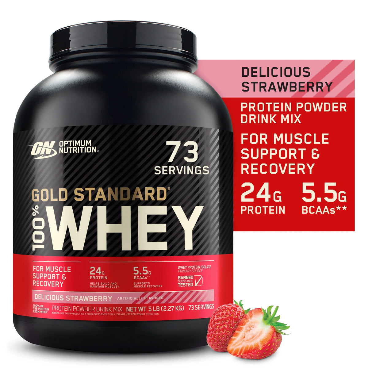 lb, Delicious Standard Protein Servings Nutrition, Gold Strawberry, Optimum Whey 73 100% 5 Powder,